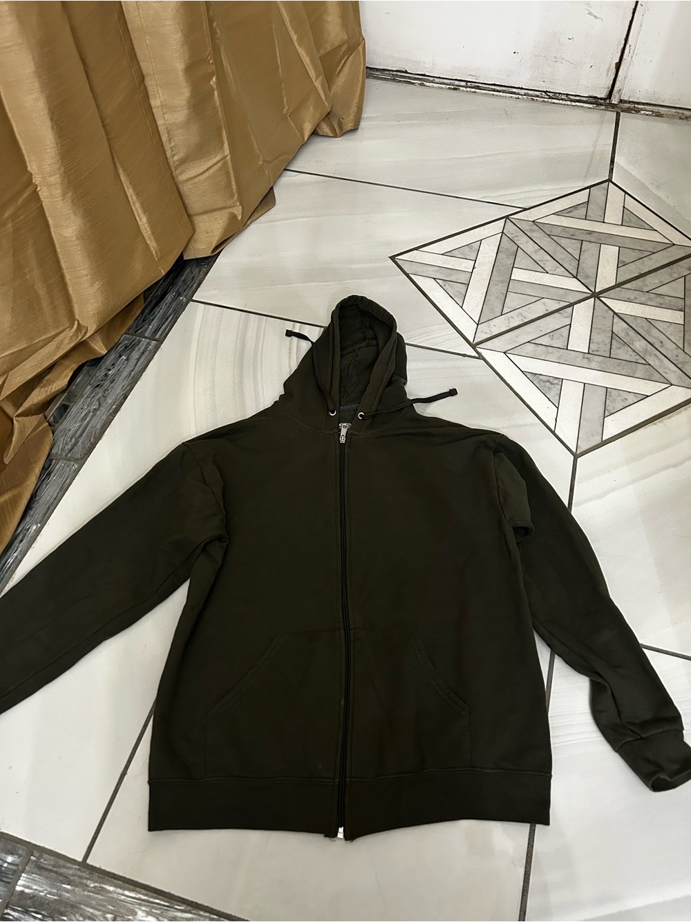Athletic Works Olive Zip-Up Hooded Sweatshirt